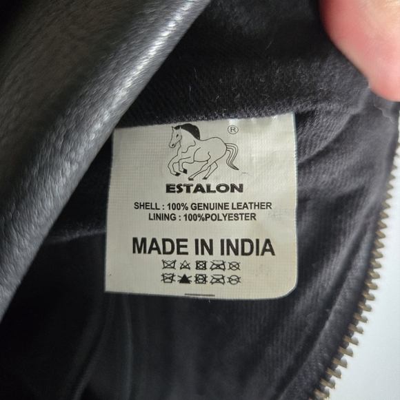 Estalon black genuine leather crossbody purse bag woven weather detail - Picture 7 of 11